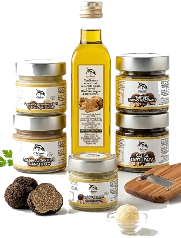 Le prelibatezze Maini Tartufi: condimento al tartufo bianco, creme, salse e tartufo estivo macinato